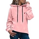 Pullover Damen Herbst mit Kapuze Kapuzenpullover Langarm Hoodie Oversize kapuzenpulli Hoody Sweatshirt Mode Übergangspullover,4 Arten Von Einfachen Druckstilen,Viele Farben Sind Verfügbar,Grau,S-XXL