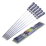 YUEKUN BBQ Spieße Wiederverwendbare Metall Grillspieße mit Holzgriff BBQ Zubehör Stick Nadeln Outdoor Camping Kochen Werkzeuge für Outdoor Camping Party