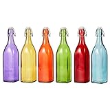 DRULINE 500ml x 6er Set Essig und Öl Spender Glasflasche Essigspender Bügelflaschen Flaschen für Likör & Saft zum selbst Befüllen Trinkflasche Glas mit Bügelverschluss B