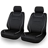 EDELWORKS® Autositzbezüge Vordersitze in Premium Design (2er Set) - Universell passende Auto Sitzbezüge schwarz/grau - Autoschonbezüge - Sitzbezüge Auto - Sitzbezug Auto V