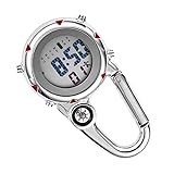 IWILCS Karabiner Uhr, Outdoor Taschenuhr, Karabiner-Armbanduhr, Taschenuhr mit Kompass und Leuchtendem Zifferblatt FOB Uhrfür Klettern Outdoor-Aktivitäten (Rot)