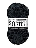 myboshi Samt-Wolle, weiches Chenille-Garn im XXL-Knäuel, perfekt für Amigurumi und Kissen geeignet, 100% Flauschige Polyester, 1 knl x 100gr, Ll 110m Schwarz (Rabe) 1