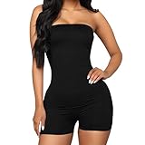 Ansenesna Jumpsuit Bandeau Damen Kurz Eng Elegant Sommer Overall Frauen Sport Einfarbig Clubwear Play