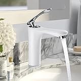 BONADE Waschbecken Armaturen Weiß, Bad Wasserhahn Armatur aus Messing, Waschtischarmatur Einhandmischer für B