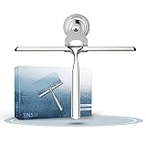 Tinsai | Premium Duschabzieher Edelstahl − 23cm mit Wandaufhänger ohne Bohren − Abzieher Dusche mit Ersatz Silikonlippe − Duschabzieher Silik