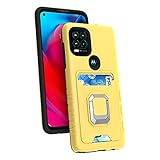 NKase Handyhülle für Motorola Moto G Stylus 5G 2021, Dual Layer Moto G Stylus 5G Hülle mit Kartenhalter Magnetisch Kickstand Stoßfest Bumper Rugged Cover Schutzhülle für Moto G Stylus 5G, Gelb