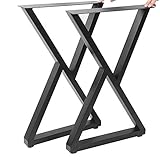 Tischbeine Metall, Möbelfüße Schreibtischbein Tischgestell X Form Industrial Schwarz Möbel Beine Zubehör, für DIY Esstisch Schreibtisch Couchtisch Bank 71x45