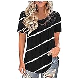 Overzised T Shirt Frauen Oberteile Damen GroßE GrößEn Longbluse Weiß Damen Tshirt GroßE GrößEn Bluse Weiss Damen Kurzarm T Shirt Punkte Damen T Shirt Atmungsaktiv Tops Summer Shirt Damen Lock
