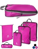 Outdoor Panda Packtasche mit Kompression - ultraleichter Packwürfel für Rucksack und Koffer - wasserabweisender Compression Packing Cubes als Gepäck Organizer und Kleidertasche (Pink, 1 x S)