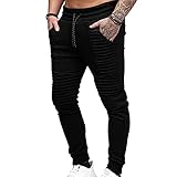 Jogginghose Herren Baumwolle 3XL - Bundfalte Sporthose Herren Lang Traininghose mit Mittlerer Taille - Outdoor-Freizeithose Regular Fit Kordelzug Schnüren Sweatpants - Männer Activewear-H