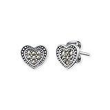 Engelsrufer Herz Ohrstecker für Damen Vintage Look 925er-Sterlingsilber Markasit Größe 9