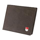 Hodalump Echt-Leder Geldbörse • Geldbeutel für Damen und Herren mit RFID-Schutz in Braun • Portemonnaie/Brieftasche inkl Geschenkverpackung • Portmonee mit Münzfach und Einer Prägung (Franken)