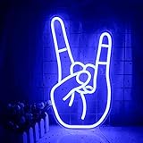 Rock Geste Leuchtreklame Blau Led Neonlicht Kunst Dekorative Neonlampe USB-bedientes Schild für Home Indoor Bar Spielzimmer Shop Hotel Wanddekoration Weihnachtsfest Party Supply (Blau)