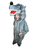 Ikumaal Wolf-Kostüm, F49 Gr. 116-122, für Kinder, Wolf-Kostüme Wölfe für Fasching Karneval, Kleinkinder-Karnevalskostüme, Kinder-Faschingskostüme, Geburtstags-Geschenk Weihnachts-Geschenk