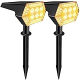 Kuchvz Solarleuchte Garten, 2-in-1 108LEDs Gartenleuchten Solar, 3 Helligkeitsstufe Ip67 Wasserdichte Solarstrahler, für Garten, Bäume, Sträucher, Outdoor Landscape, Gartenweg (Warmweiß 2er Pack)