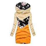 Alueeu Übergangsjacke Damen Herbst Parka Günstig: Modern Lang Sweatjacke Mit Kapuze Hoher Kragen Kapuzenjacke ReißVerschluss Kapuzenpullover Langarm Bedruck Sweatshirt Hoodie Jacke Winterjack
