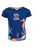 SALT AND PEPPER Mädchen maritmer Glitzerdruck Seepferd T-Shirt, Navy, 116/122