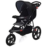 COSTWAY Jogger Buggy mit Liegefunktion, Dreirad Buggy klappbar, Sitzbuggy mit Verdeck, Tablett, Pedal, Aufbewahrungsbox und Sicherheitsgurt, Jogging Buggy für Baby ab Geburt bis 36 Monate (Schwarz)