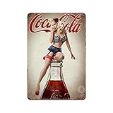 GDRAY Co-Ca Co-La Pin Up Girl Vintage Blechschild Metallschild Werbung Poster Geschenk für Mann H?hlen Cafe Bar Pub Bier Wanddek