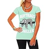 Frauen und Damen T-Shirt Auftrags Chiller Faultier Größe XS - 5XL