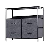 AZL1 Life Concept Kommode mit 6 Regalen, Aufbewahrungstruhe für Schlafzimmer, Wohnzimmer, Flur, Schrank-Organizer mit stabilem Stahlrahmen, Holzregal, herausnehmbare Stoffschubladen, Schwarz und Weiß