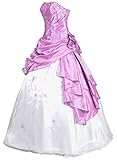 FairOnly R37 Frauen Trägerlosen Abendkleid Ballkleid (XL, Weiß Lavendel)