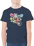 Ostern Kinder - Osterhase mit Motorrad - 152 (12/13 Jahre) - Dunkelblau Meliert - Kinder Shirt mit Motorrad - F130K - Kinder Tshirts und T-Shirt für Jung