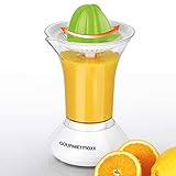 GOURMETmaxx Saftpresse Elektrisch | Orangenpresse und Zitruspresse mit 0,5 Liter Saftbehälter, 2 Wege Rotation | Spülmaschinengeeignet [25 Watt / Weiß/Limegreen]