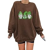 Tekaopuer Damen Halloween Sweatshirt Lustige Grafik Tops Herbst Winter Pullover Neuheit Sonne Mond Druck Blusen, Z2-Kaffee, 36