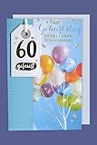 60 Geburtstag Lifestyle Karte Grußkarte Applikation Ballons 16x11cm Plus 3 Stick