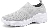 ZUSERIS Damen Laufschuhe Turnschuhe Slip On Sportschuhe Leichte Sneakers Outdoor Walkingschuhe Freizeit Schuhe Size Grau 42