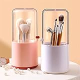 Katolang 1 Set Pinsel-Aufbewahrungsbox, staubdicht, große Kapazität, transparente Abdeckung, Kosmetik-Organizer, Haushaltsbedarf, Rosa / R