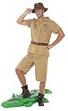 Smiffy's 41044 Herren - Safari Kostüm mit Shirt, Shorts, Gürtel und Hut, Braun, M