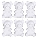 EXCEART 6 Stücke Styropor Bär Figur 20cm Ostern Dekofigur Schaum Teddybär Valentinstag Deko Blumen Steckschaum Styroporformen Polystyrol Kugeln Ball DIY Basteln Hochzeit Tortenfigur Geschenk
