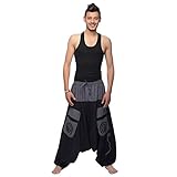 Simandra Haremshose Pumphose Aladinhose Pluderhose Yoga Goa Sarouel Baggy Aladin Freizeithose Herren (Grau, L/XL)