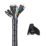 MOSOTECH 2m Kabelschlauch Schwarz, Flexible Kabelkanal Cord Organizer Kabelhülle Schutz-System, Universal Kabelmanagement fürTV, Computer, 2m - ∅22