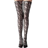 Damen Strümpfe mit glitzernden Strasssteinen, sexy Oberschenkelhoch, schwarz, d, Einheitsgröß