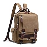 VARLIVOO Retro Sling Bag Herren Damen Crossbody Bag Umhängetaschen Schultertasche Wandern Reisen Camping Radfahren Bergsteigen Schule Segeltuch Rucksack Khaki B