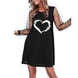 KIMODO Sommerkleid Cocktailkleid Partykleider mit Spitzenärmeln Damen Minikleid Neue Langarmkleid Weibliche O-Ausschnitt Elegante Club Kleid Festlich Abendkleid (I-Weiß, XXL)