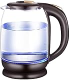 kabelloser Wasserkocher Glas Wasserkocher,Öko-Wasserkocher mit beleuchtetem,kabellosen Wasserkessel mit Innendeckel aus Edelstahl und unten,schneller AUTO-OFF und zum Kochen-Trockenschutz,1.8L,1500W