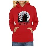 NHNKB Hoodie Damen Halloween College Style Schriftzug Oldschool Vintage Kapuzen-Pullover Fashion Streetstyle Sweatshirt Kapuzenpullover Hoody