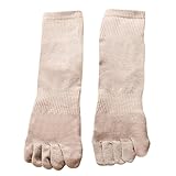 Ixkbiced Herren Fünf-Finger-Crew-Socken, gerippt, einfarbig, elastisches Band, geteilte Zehe, Strumpfw