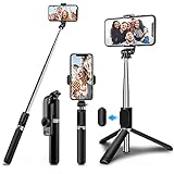 Bluetooth Selfie Stick Tripod,Extendable Selfie Stick(103cm) with 360°Rotation Phone Tripod Stand with Wireless Remote,Small Camera and Smartphones(3.5-6.2 inch)