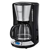 Russell Hobbs Digitale Kaffeemaschine Victory Edelstahl, programmierbarer Timer, 1,25l Glaskanne, bis 10 Tassen, Warmhalteplatte, Abschaltautomatik, 1100W, Filterkaffeemaschine 24030-56