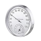 GYZX 127mm 5' Thermometer Hygrometer Wand Hung Edelstahl Indoor Outdoor Sauna Raum Temperatur Luftfeuchtigkeitsprü