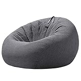 RIYIFER Sitzsack-Sesselbezug, Sitzsack-Bezug ohne Füllung Bezug für Sitzsack aus Baumwolle und Leinen Sitzsäcke für Erwachsene,Grau,XXL: 100x100x100