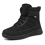 Ulogu Winterschuhe Damen Gefüttert Boots Winter Warm Wanderschuhe, Schwarz, 39 EU