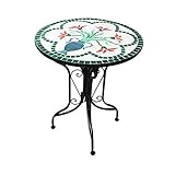 XIAOLIN Terrasse Side Table Outdoor End Tisch Pflanze Stand 23 '' Runder Akzent Tisch Mosaik Metallbeine Seitentisch Garten, Balkon Indoor C