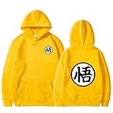 Herren Langarm Pullover Herbst/Winter Cartoon Pullover Fleece Lässig Goku Hoodies Bedruckter Pullover Hoodie (Gelb+3XL)