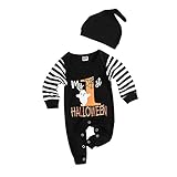 BaZhaHei Halloween Baby Kostüm Jungen Mädchen Karneval Fasching Kostüme Strampler Jumpsuit-Outfits mit Streifenmuster Overall-Kleidung with Hut (80, Schwarz)